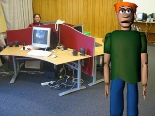 A animated virtual
character in the real world