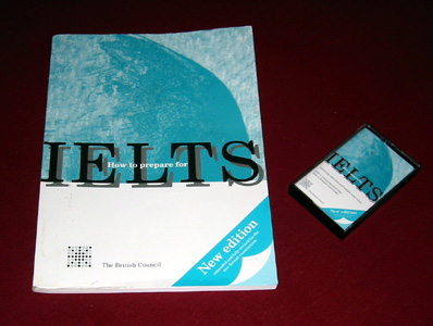 Image of the set of exercise book and cassette for preperation to the IELTS