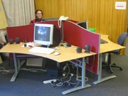 Johannes the Bachelor student and technical assistent in one of our new cubicles.